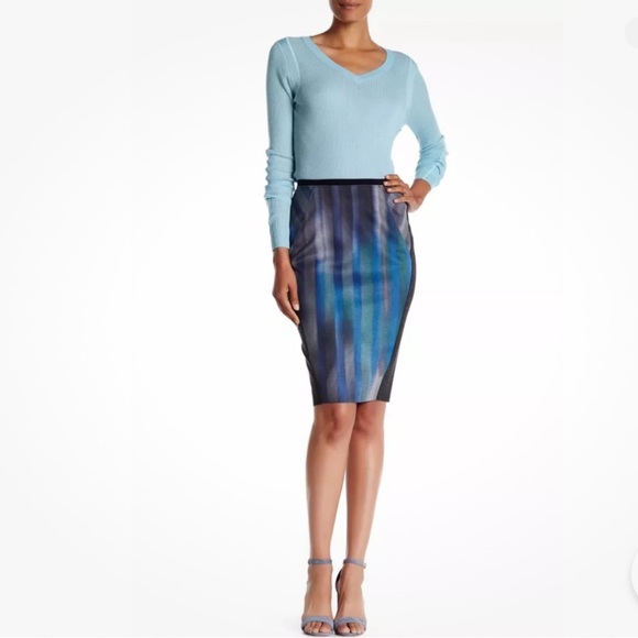 Ellie Tahari Arianna Digital Striped Pencil Skirt Refresh - Picture 1 of 9